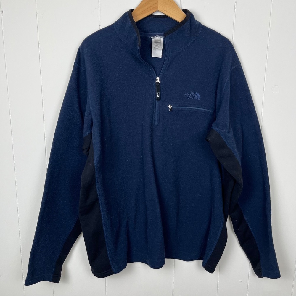 The North Face Mens Quarter Zip Fleece Pullover Jacket XXL Navy Blue Activewear